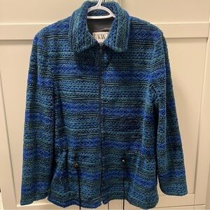 Vintage Fleece Long Jacket - Lined - Adjustable - Women's Size Medium